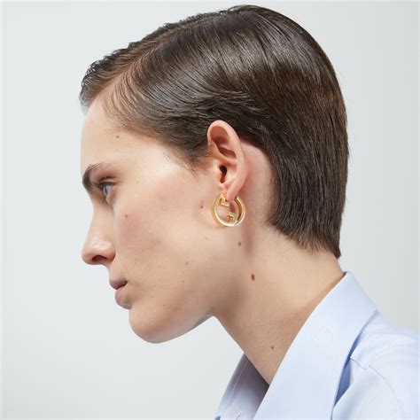 gucci hoop earrings gold|Gucci blondie hoop earrings.